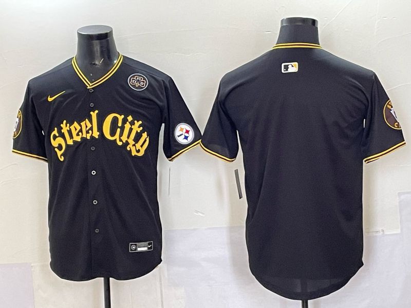 Men 2025 Nike Pittsburgh Steelers Blank Black Limited NFL Jersey style 0063